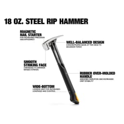 TOUGHBUILT Steel Rip Hammer TB-H1-1R-S16 TB-H1-1R-S18 16 OZ. 18 OZ. Smooth Face Hand Tools