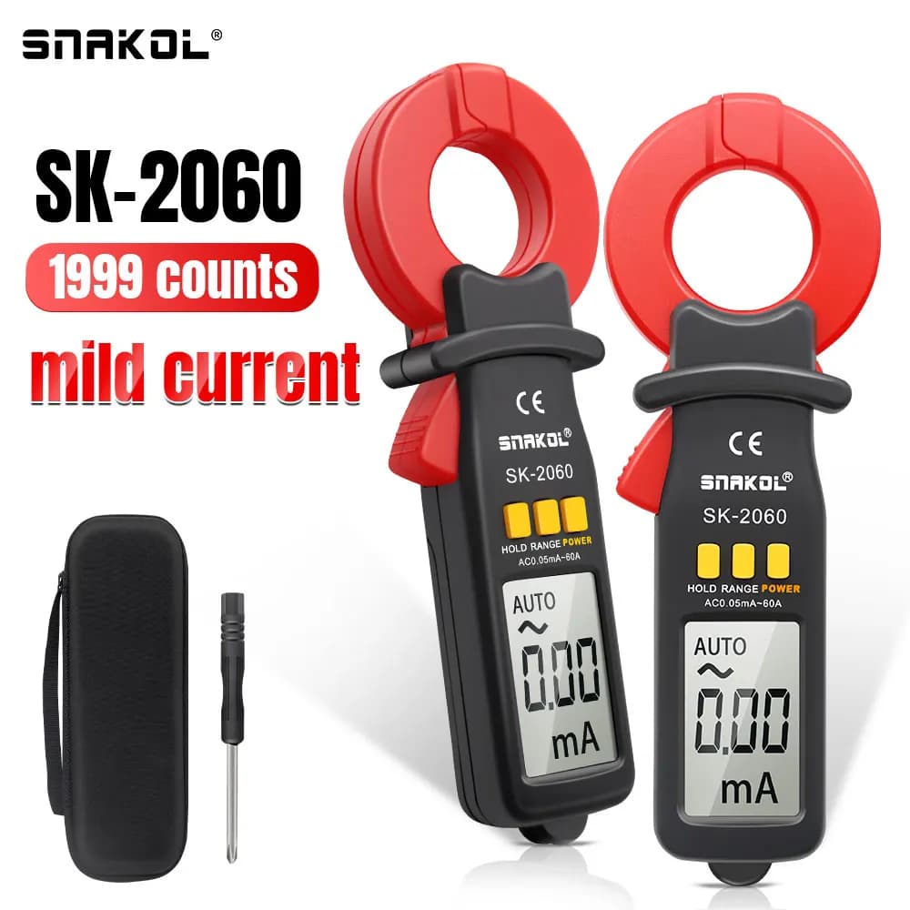 SNAKOLSK2060 Professional Leakage Current Test Digital Clamp Meter 20mA~60A Leakage Detection Precision Current 0.01A Auto Range