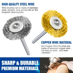 CMCP 10pcs 22mm Polishing Wire Brush Set 3.0mm Shank Stainless Steel/Nylon/Brass for Polishing Grinding For Dremel Rotary Tools