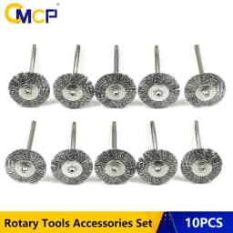 CMCP 10pcs 22mm Polishing Wire Brush Set 3.0mm Shank Stainless Steel/Nylon/Brass for Polishing Grinding For Dremel Rotary Tools