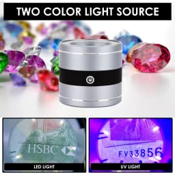 10X Magnifying Optical Jeweler Loupe Full Metal 5 LED/5 UV Light User-friendly Rechargeable Loupe