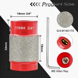 FOCSTOL Stained Glass Grinder Bit Head Tools 1 3/4 1/4 1/8 Inch Grinder Bits Head Tools Set Glass Drill Bits