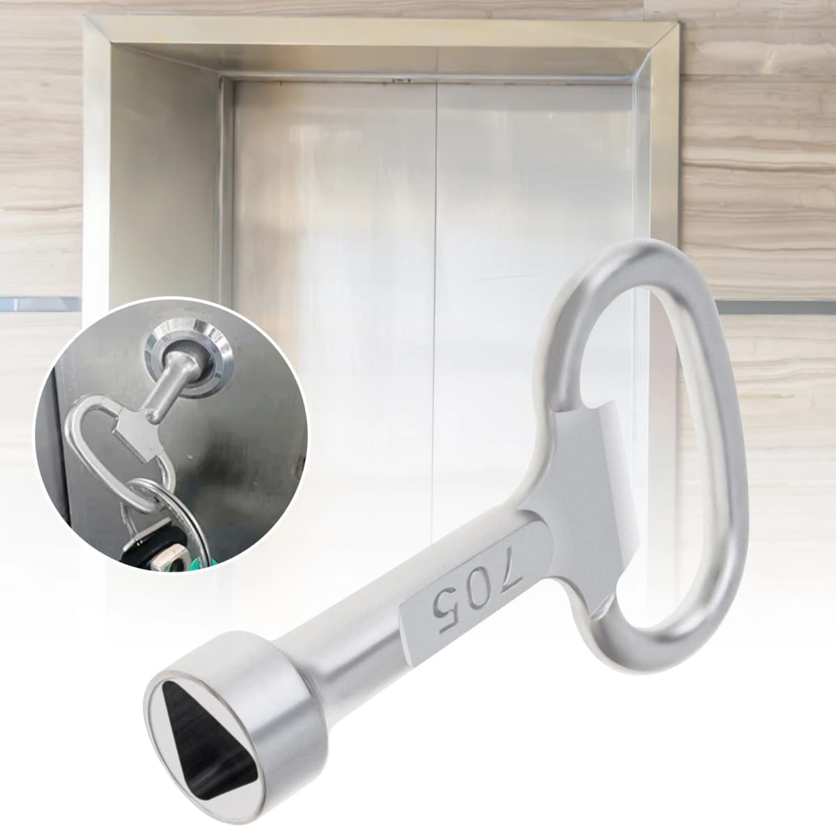 Inside Triangle Key Wrench Multi-function Zinc Alloy Plumber T Style Wrench for Electric Control Cabinet / Tap Water Valve