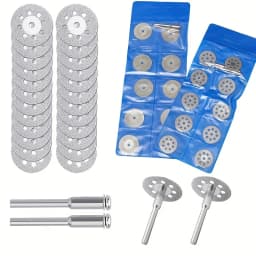 10 Pieces 16-30mm Mini Sharp Hole and No Hole Diamond Cutting Rotary Tool Cutting Disc DIY Tool Accessories with 2 Rods
