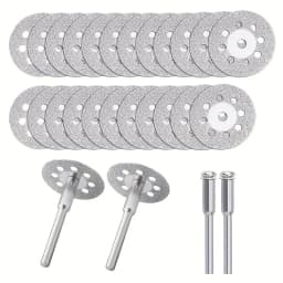 10 Pieces 16-30mm Mini Sharp Hole and No Hole Diamond Cutting Rotary Tool Cutting Disc DIY Tool Accessories with 2 Rods