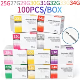 100PCS 25G 30G 32G 33G 34GPainless Needle 4/6/13mm Beauty Ultrafine Piercing Transparent Syringe Injection Glue Clear Tip Cap