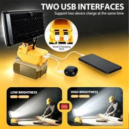20V MAX LED Work Light For Dewalt 18V Battery Portable Flood Light 5400LM Cordless Job Site Lamp Outdoor Emergency Fishing Tool