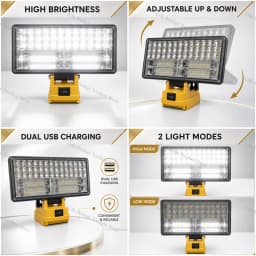 20V MAX LED Work Light For Dewalt 18V Battery Portable Flood Light 5400LM Cordless Job Site Lamp Outdoor Emergency Fishing Tool