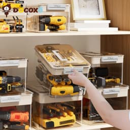 Tool Storage Box, Large Capacity Organizer Case with Removable Dividers, Portable Heavy Duty Plastic Toolbox for Hardware, Works