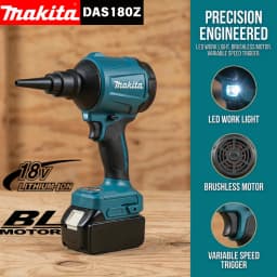 Makita DAS180 18V Brushless Cordless Air Blower Dust Removal Tool with Nozzle for Machinery and Workbench Cleaning