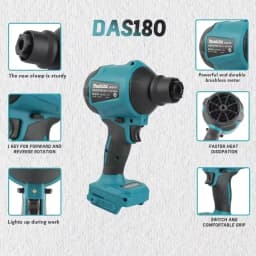 Makita DAS180 18V Brushless Cordless Air Blower Dust Removal Tool with Nozzle for Machinery and Workbench Cleaning