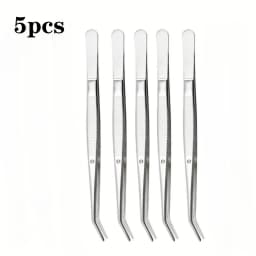 1/5/10pcs Precision Stainless Steel Tweezers Set,Multifunctional Stainless Steel Tweezers with Curved Serrated Tips Dental tools
