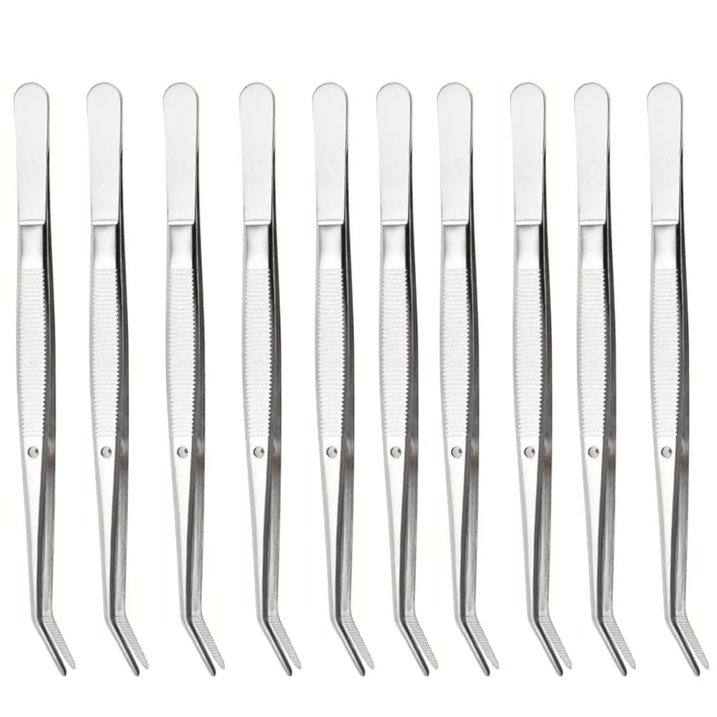1/5/10pcs Precision Stainless Steel Tweezers Set,Multifunctional Stainless Steel Tweezers with Curved Serrated Tips Dental tools