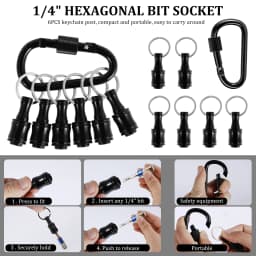 6Pcs Bit Holders 1/4 inch Hex Shank Screwdriver Bits Holder Lightweight Quick-change Extension Bar Keychain Drill Screw Adapter