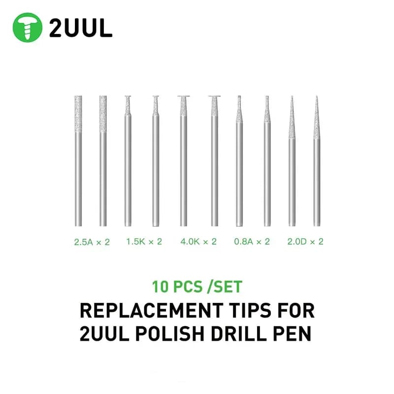 2UUL Replacement Tips for Polishing Pen 10pcs/set 2.35mm Grinding Pen Universal Polishing Head Mobile Phone Repair Tools Set