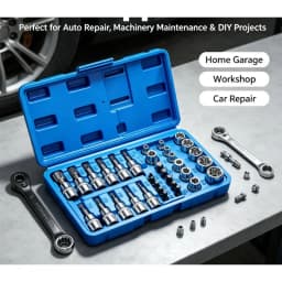 34Pcs Torx Bit & E-Torx Star Socket Set 1/4" 3/8" 1/2" Drive Male Female Star Bit Hand Repair Tool Kit with Storage Case