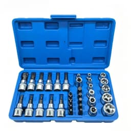 34Pcs Torx Bit & E-Torx Star Socket Set 1/4" 3/8" 1/2" Drive Male Female Star Bit Hand Repair Tool Kit with Storage Case