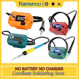 Nananuu 60W PCB Cordless Electric Soldering Iron Set Kit Switch Adjustable Temperature LCD Welding Tool Ceramic Heater Soldering