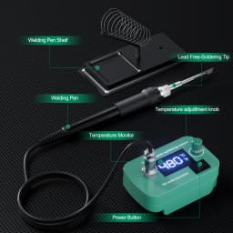 Nananuu 60W PCB Cordless Electric Soldering Iron Set Kit Switch Adjustable Temperature LCD Welding Tool Ceramic Heater Soldering