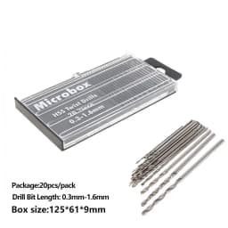 20pcs/set 0.3mm-1.6mm Mini High Speed Steel Twist Drill Bit Set Micro HSS drill bit set with Case