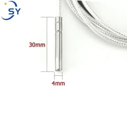 Thermocouple Stainless Steel Probe RTD PT100 Temperature Sensor 0.5/1/2/3/4/5M Waterproof 4mm*30mm Shielded Braide Wire
