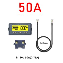Lithium Battery Tester 50A 100A Coulomb Meter Monitor Capacity Power Display Lead-Acid Lifepo4 Li-ion BMS 12V 24V 36V 48V 60V DC
