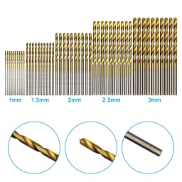 50pc titanium plated twist drill set 1-3mm small drill bit electric drill drilling set DIY woodworking drilling and opening tool
