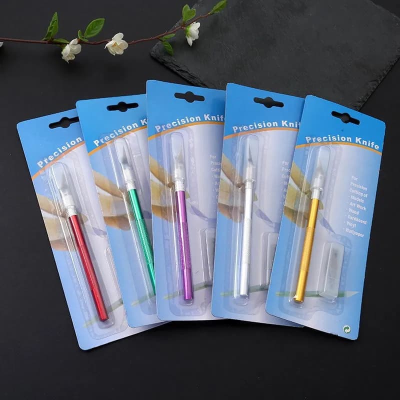 Metal Scalpel Knife Tools Non-Slip Knife Blades Engraving Knife Mobile Phone Film Paper Cut Carving Tools