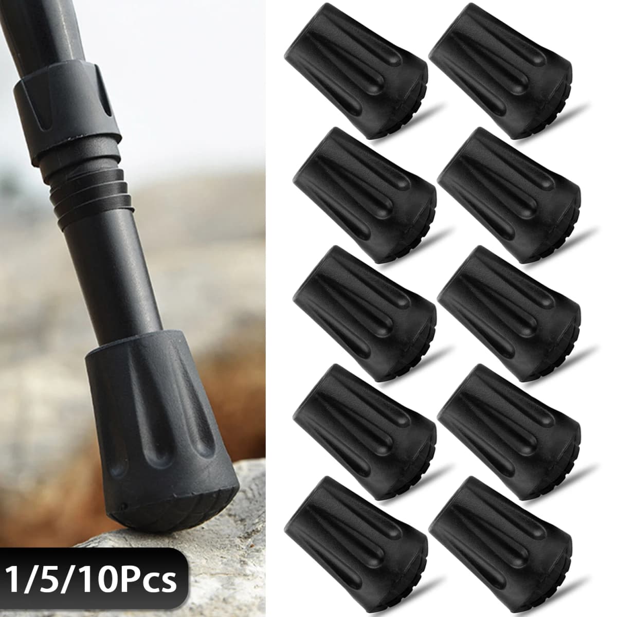1-10Pc Walking Stick Tips Anti-Slip Rubber Tips for Trekking Poles Durable Hiking Stick Tip Protectors Walking Stick Accessories