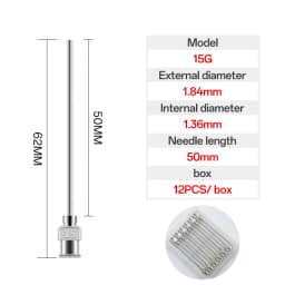 12 Pack 8G-25G 50mm Stainless Steel Dispensing Needle Tip Blunt Syringe Needle 2 Inches for Refilling Glue Syringes