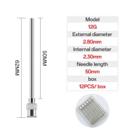 12 Pack 8G-25G 50mm Stainless Steel Dispensing Needle Tip Blunt Syringe Needle 2 Inches for Refilling Glue Syringes