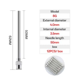 12 Pack 8G-25G 50mm Stainless Steel Dispensing Needle Tip Blunt Syringe Needle 2 Inches for Refilling Glue Syringes