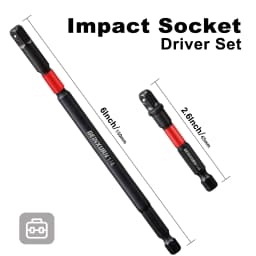 Geinxurn 1/4" Impact Socket Driver Set,3Inches Extension Bit with Holder, Adapt Your Power Drill to High Torque Impact Wrench
