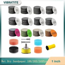 1Inch 25MM Wet Dry Sanding Disc 186/203/245Pcs Assorted Grit 60-10000 with 1/8" 1/4" Shank Backing Pad Interface Pad Sanding Pad