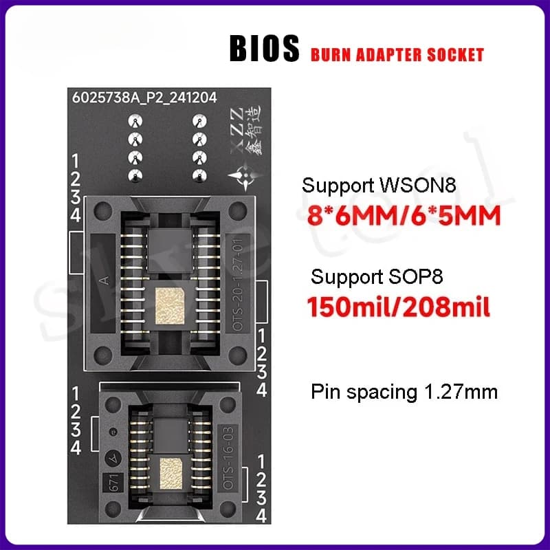 XZZ 4in1 BIOS Burning Socket SOP8/WSON8/QDFN8 Universal Universal Patch 6x8 5x6MM