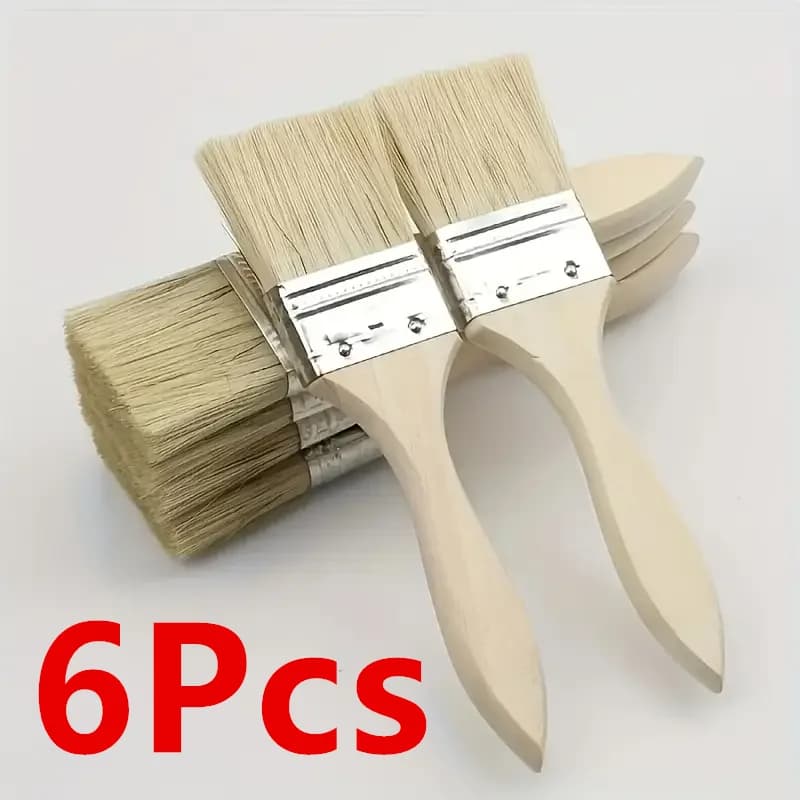 6Pcs 65mm Handle Brushes with Bristle Hair for Painting, Walls, and Furniture