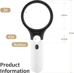 45X Professional Magnifying Glass Jewelry Loupe With LED Light Handheld Magnifier Lupa For Coins Stamps Kids Seniors Reading