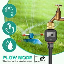 Digital Water Flow Meter Brass Inlet Outlet IPX5 Waterproof Water Consumption Test for Outdoor Garden Watering Irrigation Hose