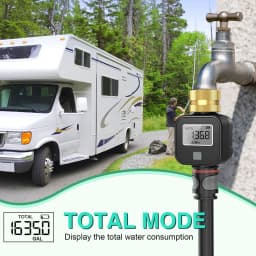 Digital Water Flow Meter Brass Inlet Outlet IPX5 Waterproof Water Consumption Test for Outdoor Garden Watering Irrigation Hose