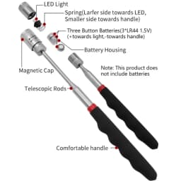 Portable Telescopic Magnetic Magnet Pen with LED Light Handy Tools Capacity For Picking Up Nut Bolt Extendable Pickup Rod Stick