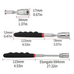 Portable Telescopic Magnetic Magnet Pen with LED Light Handy Tools Capacity For Picking Up Nut Bolt Extendable Pickup Rod Stick