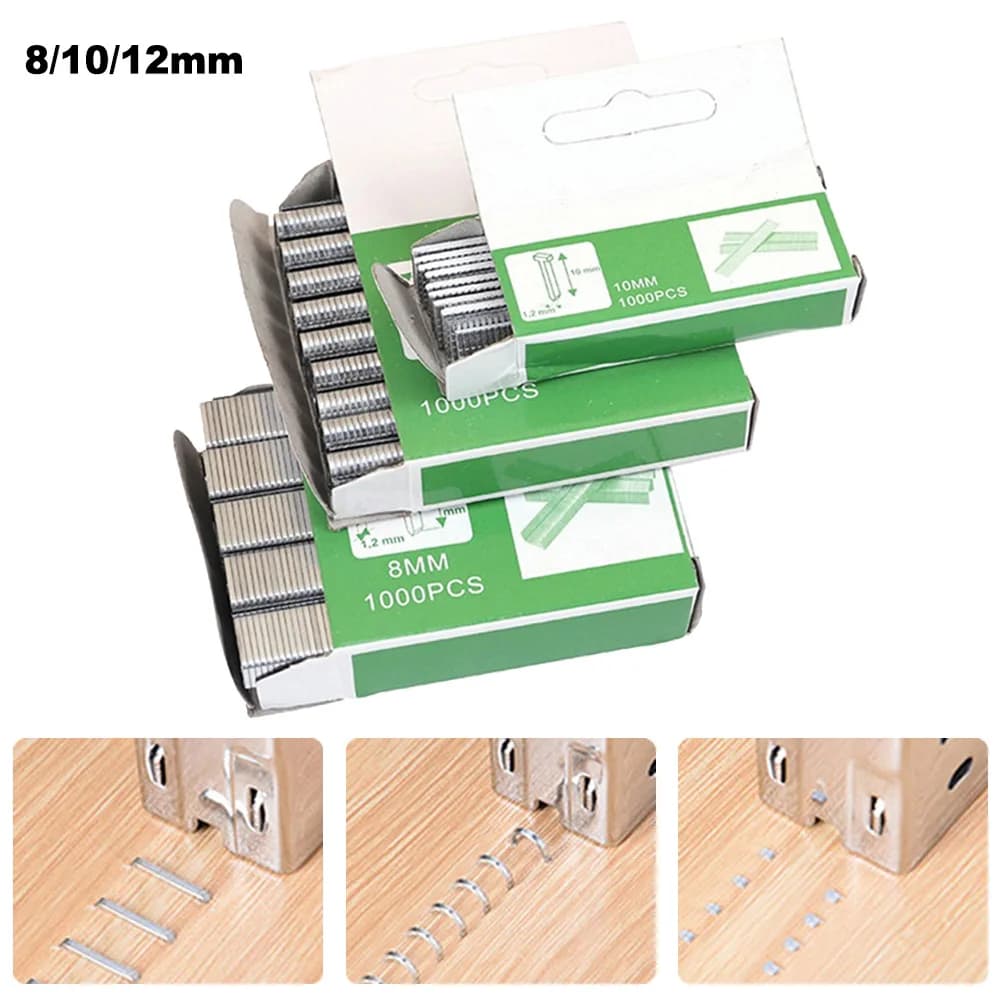 1000Pcs Staples Nails U Door T Shaped Nail Shaped Stapler For Wood Furniture Household Use Herramientas 8/10/12mm Binding Tool