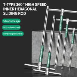 Extended T-Socket Wrench Torx Screwdriver T Type Allen Hex Wrench Chrome Spanner Hand Tool 2.5/3/4/5/6/8/10mm Sizes