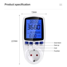 Digital LCD Power Meter Wattmeter 220V 110V AC Backlight Electricy Consumption Energy Kilowatt Wattage Measuring Analyzer