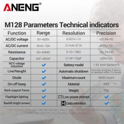 Multifunction Mini Multimeter ANENG M128 6000 Count AC/DC Voltage Current Resistance Capacitor NCV Voltage Induction Tester Tool