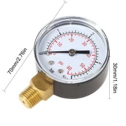 50mm Pool Filter Water Pressure Hydraulic Pressure Gauge Meter Manometer 1/4" NPT Thread Double Scale Glycerin Filled Meter