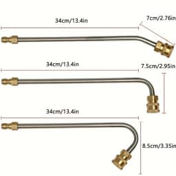High-Pressure Car Wash Water Gun Accessories with 1/4 Inch Quick Connectors | 90°/30°/U-Shaped Extension Rods