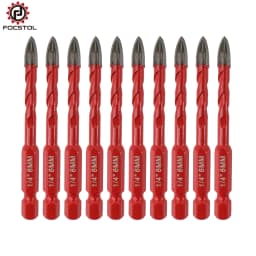 FOCSTOL Carbide Core Bit 6mm 10PCS Drill Bit Set Quick-fit Shank Tipped Hole Saw Woodworking For Plastic Masonry Ceramic Tile