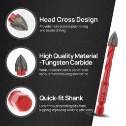FOCSTOL Carbide Core Bit 6mm 10PCS Drill Bit Set Quick-fit Shank Tipped Hole Saw Woodworking For Plastic Masonry Ceramic Tile