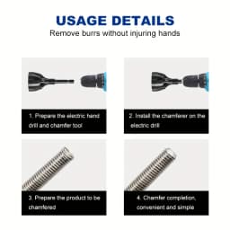 Black Tungsten Steel Three Blade Deburring Chamferer Thread Fillet Trimming Cutter Screw Bolt Deburring Drill Tool